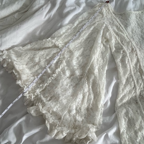 Free People Bali Valentina Slip Dress XS  Ivory White Lace Bell Sleeve Worn Once - Picture 10 of 11